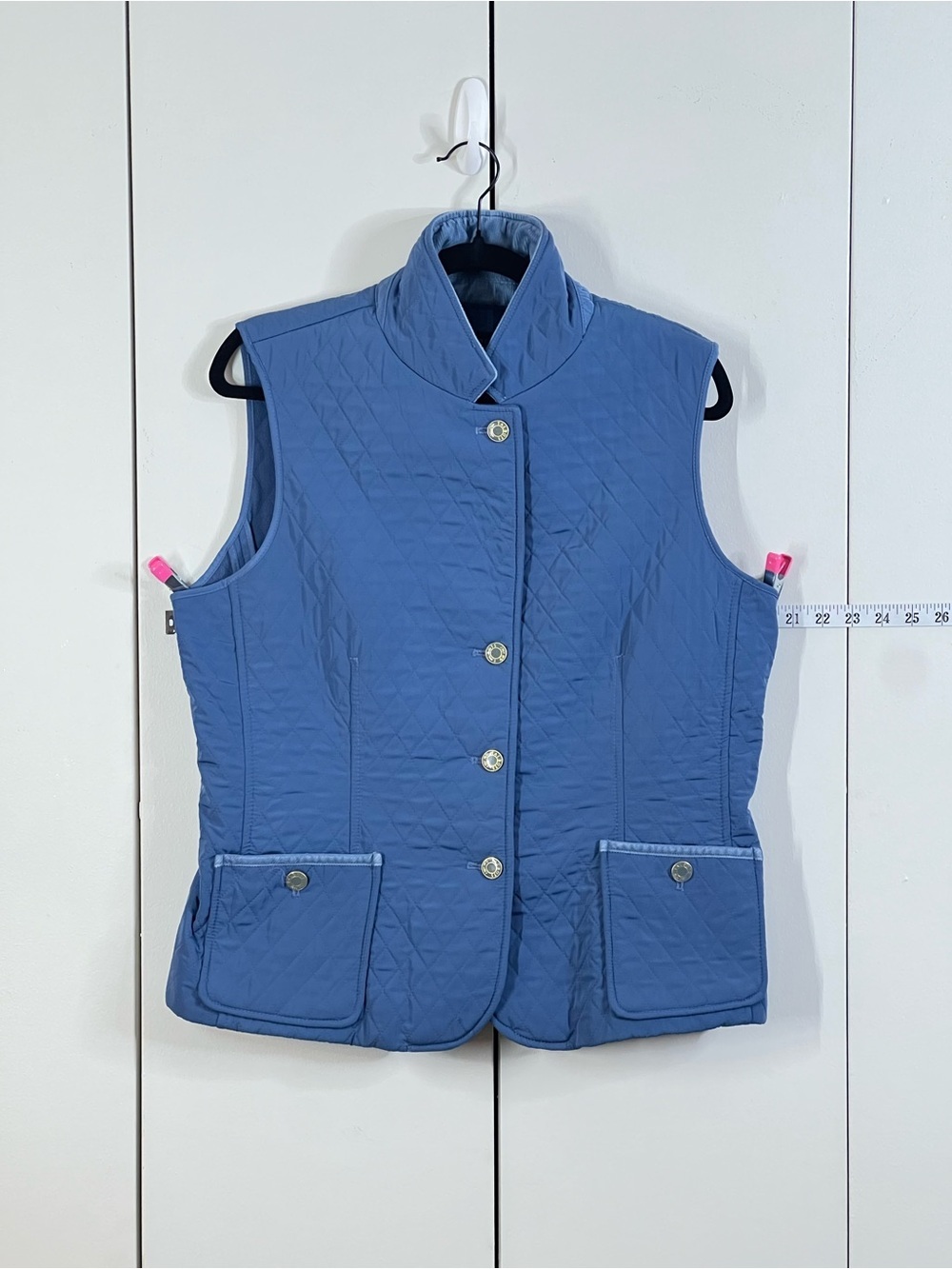 Talbots Blue Quilted Puffer Vest Snap Front Pockets Women’s Medium